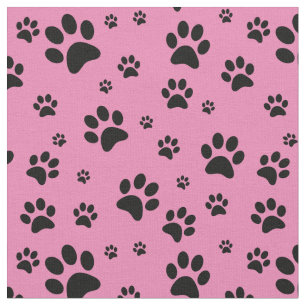 Schwarz-Paw-Druck auf Rosa Stoff