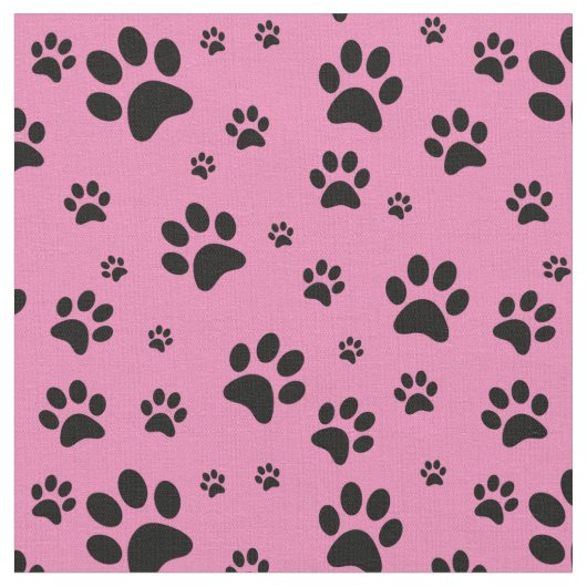 Schwarz-Paw-Druck auf Rosa Stoff (Nahaufnahme)