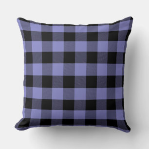 Schwarz/Periwinkle Buffalo Kariertes Muster wirbel Kissen
