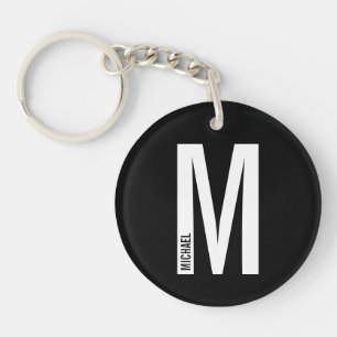 Schwarz, Personalisiert, fett, Monogramm und Name Schlüsselanhänger