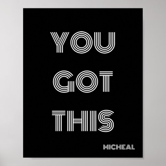 Schwarz Personalisiert GOT DU DIES Motivierend Poster (Vorne)