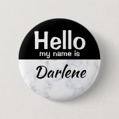 Schwarz Personalisiert hallo mein Name ist benutze Button (Vorderseite)