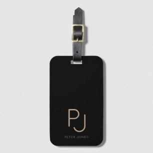 Schwarz-Personalisiert-Monogramm-Initialen Mit Mon Gepäckanhänger