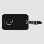 Schwarz-Personalisiert-Monogramm-Initialen Mit Mon Gepäckanhänger (Vorderseite (Horizontal))