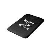 Schwarz-Personalisiert-Monogramm und Name Badematte (Schrägansicht)