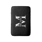 Schwarz-Personalisiert-Monogramm und Name Badematte (Vorderseite Vertikal)