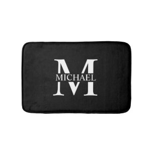 Schwarz-Personalisiert-Monogramm und Name Badematte