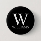 Schwarz-Personalisiert-Monogramm und Name Button (Vorderseite)