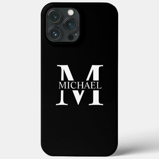 Schwarz-Personalisiert-Monogramm und Name Case-Mate iPhone Hülle (Rückseite)