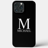 Schwarz-Personalisiert-Monogramm und Name Case-Mate iPhone Hülle (Rückseite)