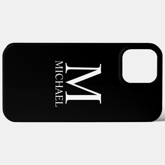 Schwarz-Personalisiert-Monogramm und Name Case-Mate iPhone Hülle (Rückseite (Horizontal))