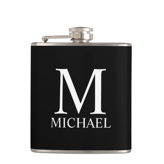 Schwarz-Personalisiert-Monogramm und Name Flachmann (Vorderseite)