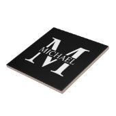 Schwarz-Personalisiert-Monogramm und Name Fliese (Seite)