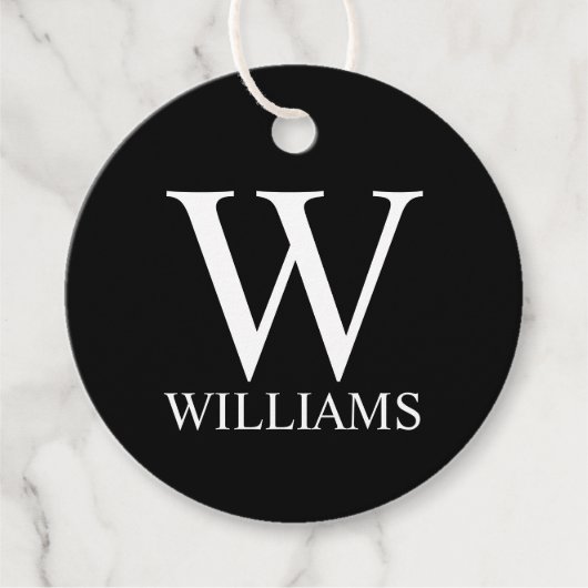 Schwarz-Personalisiert-Monogramm und Name Geschenkanhänger (Vorderseite)