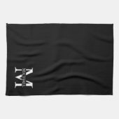 Schwarz-Personalisiert-Monogramm und Name Geschirrtuch (Horizontal)