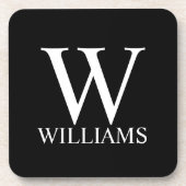 Schwarz-Personalisiert-Monogramm und Name Getränkeuntersetzer (Vorderseite)