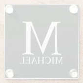 Schwarz-Personalisiert-Monogramm und Name Glasuntersetzer (Rückseite)