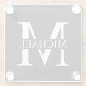 Schwarz-Personalisiert-Monogramm und Name Glasuntersetzer (Rückseite)