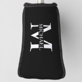 Schwarz-Personalisiert-Monogramm und Name Golf Headcover (Rotieren 90)