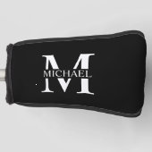 Schwarz-Personalisiert-Monogramm und Name Golf Headcover (Vorderseite)