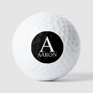 Schwarz-Personalisiert-Monogramm und Name Golfball