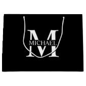 Schwarz-Personalisiert-Monogramm und Name Große Geschenktüte (Vorderseite)