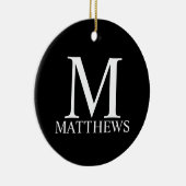 Schwarz-Personalisiert-Monogramm und Name Keramik Ornament (Rechts)