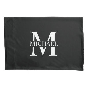 Schwarz-Personalisiert-Monogramm und Name Kissenbezug