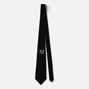 Schwarz-Personalisiert-Monogramm und Name Krawatte