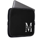 Schwarz-Personalisiert-Monogramm und Name Laptopschutzhülle (Vorne Rechts)