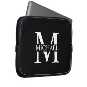 Schwarz-Personalisiert-Monogramm und Name Laptopschutzhülle (Vorne Rechts)
