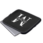 Schwarz-Personalisiert-Monogramm und Name Laptopschutzhülle (Vorne Knopf)