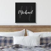Schwarz-personalisiert-Monogramm und Name Leinwanddruck (Insitu (Schlafzimmer))