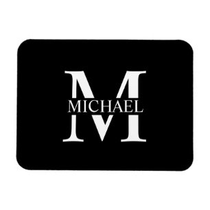 Schwarz-Personalisiert-Monogramm und Name Magnet