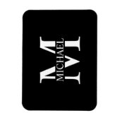 Schwarz-Personalisiert-Monogramm und Name Magnet (Vertikal)
