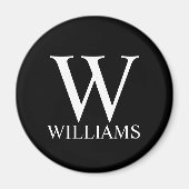 Schwarz-Personalisiert-Monogramm und Name Magnet (Vorne)