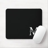 Schwarz-Personalisiert-Monogramm und Name Mousepad (Mit Mouse)