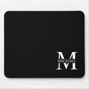 Schwarz-Personalisiert-Monogramm und Name Mousepad