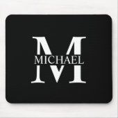 Schwarz-Personalisiert-Monogramm und Name Mousepad (Vorne)