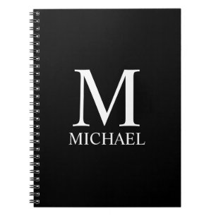 Schwarz-Personalisiert-Monogramm und Name Notizblock
