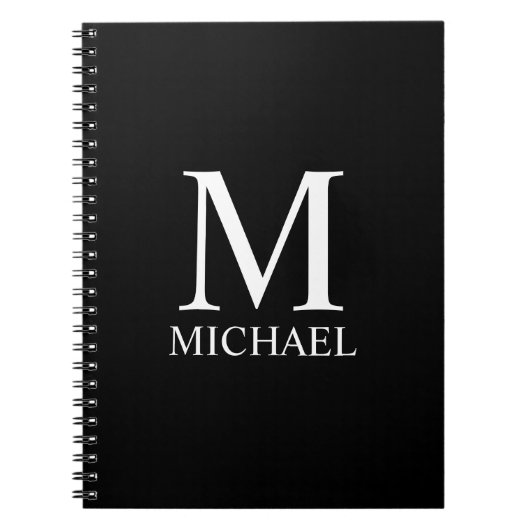 Schwarz-Personalisiert-Monogramm und Name Notizblock (Vorderseite)