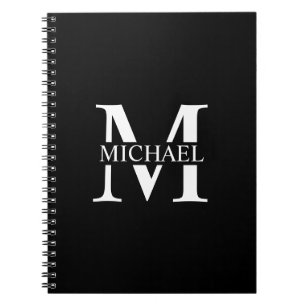 Schwarz-Personalisiert-Monogramm und Name Notizblock