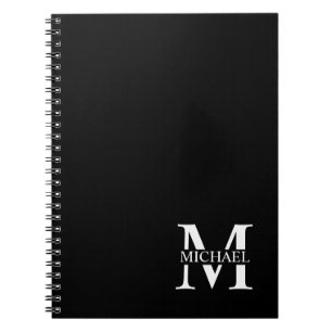 Schwarz-Personalisiert-Monogramm und Name Notizblock