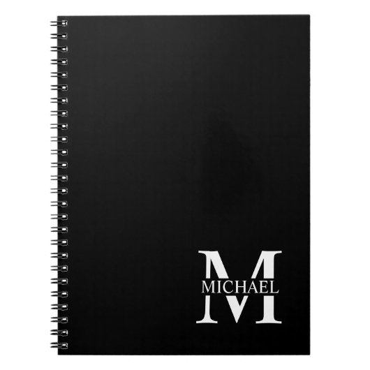 Schwarz-Personalisiert-Monogramm und Name Notizblock (Vorderseite)