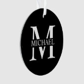 Schwarz-Personalisiert-Monogramm und Name Ornament (Vorderseite)