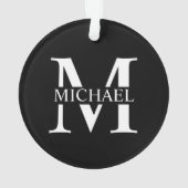 Schwarz-Personalisiert-Monogramm und Name Ornament (Rückseite)