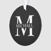Schwarz-Personalisiert-Monogramm und Name Ornament (Vorderseite)