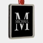 Schwarz-Personalisiert-Monogramm und Name Ornament Aus Metall (Rechts)