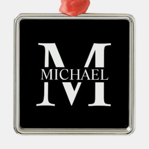 Schwarz-Personalisiert-Monogramm und Name Ornament Aus Metall