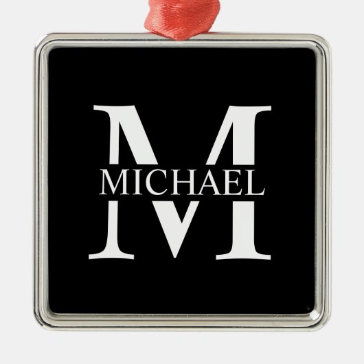 Schwarz-Personalisiert-Monogramm und Name Ornament Aus Metall (Vorne)